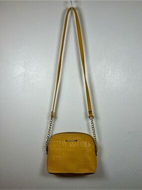 Steve Madden B Maggie Mustard Yellow Embossed Dome Crossbody Bag